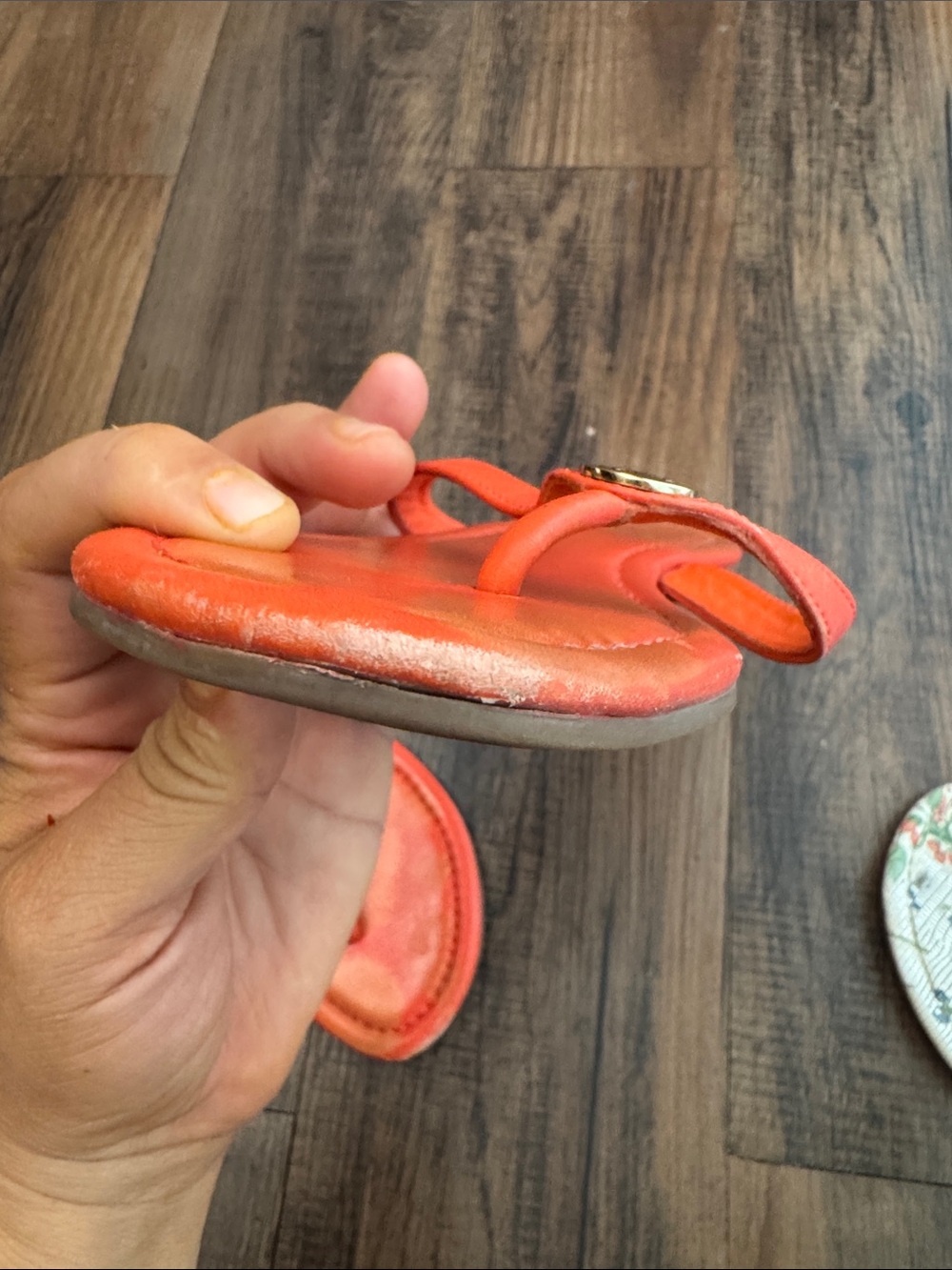 Tory Burch Orange Leather Logo Thong Sandals - Picture 11 of 15